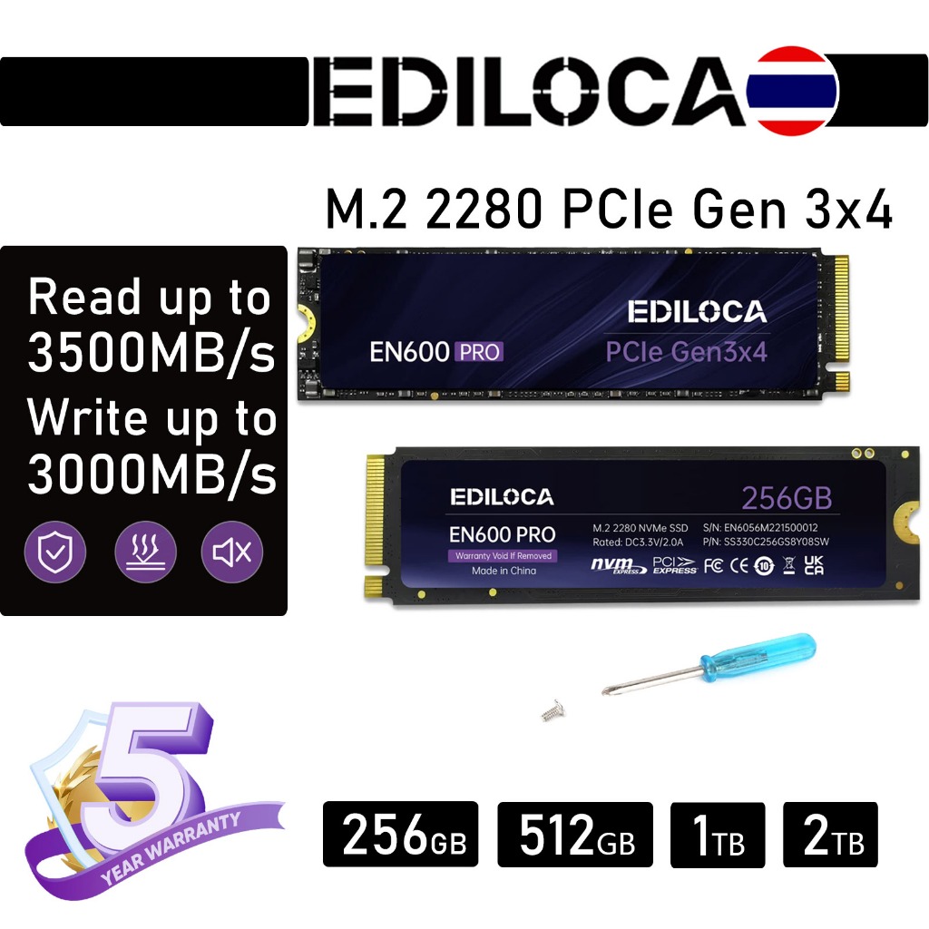 Ediloca EN600Pro 512GB/1TB/2TB NVMe PCIe Gen3x4 M.2 2280 SSD Read