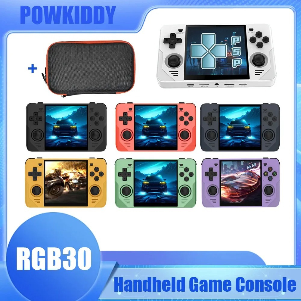 Powkiddy RGB30 เครื่องเกมพกพา ทรงน่ารัก หน้าจอ 4 นิ้ว สัดส่วน 1:1 ...