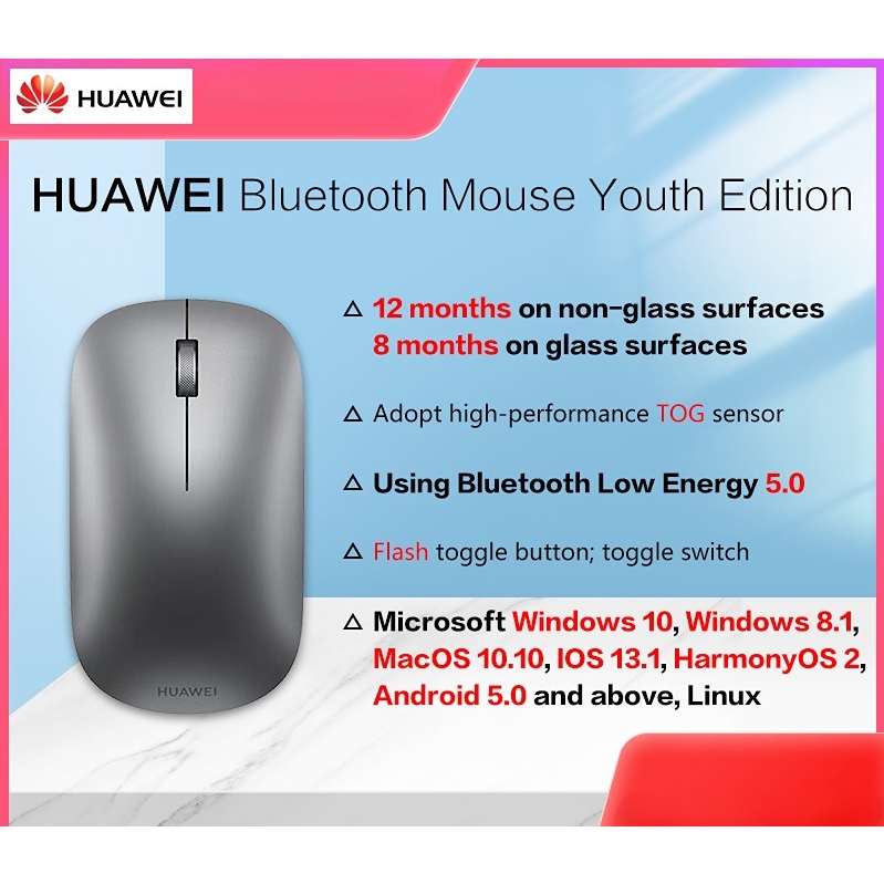 HUAWEI เมาส์บลูทูธ (รุ่นที่ 2) รุ่น Lite Youth Edition CD23 เมาส์เกมไร้ ...