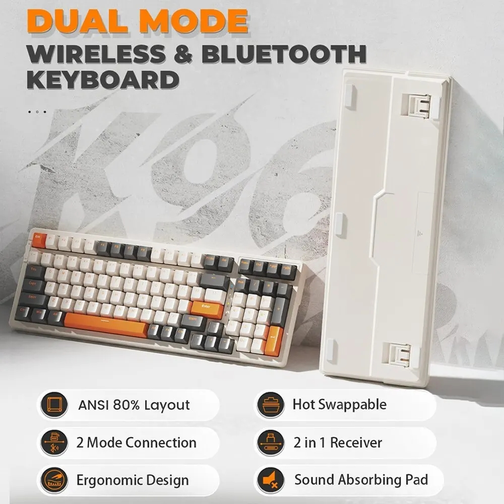 Ziyoulang K96 คีย์บอร์ดไร้สาย Dual Mode 2.4G BT5.0 2-in-1 ตัวรับสัญญาณ ...