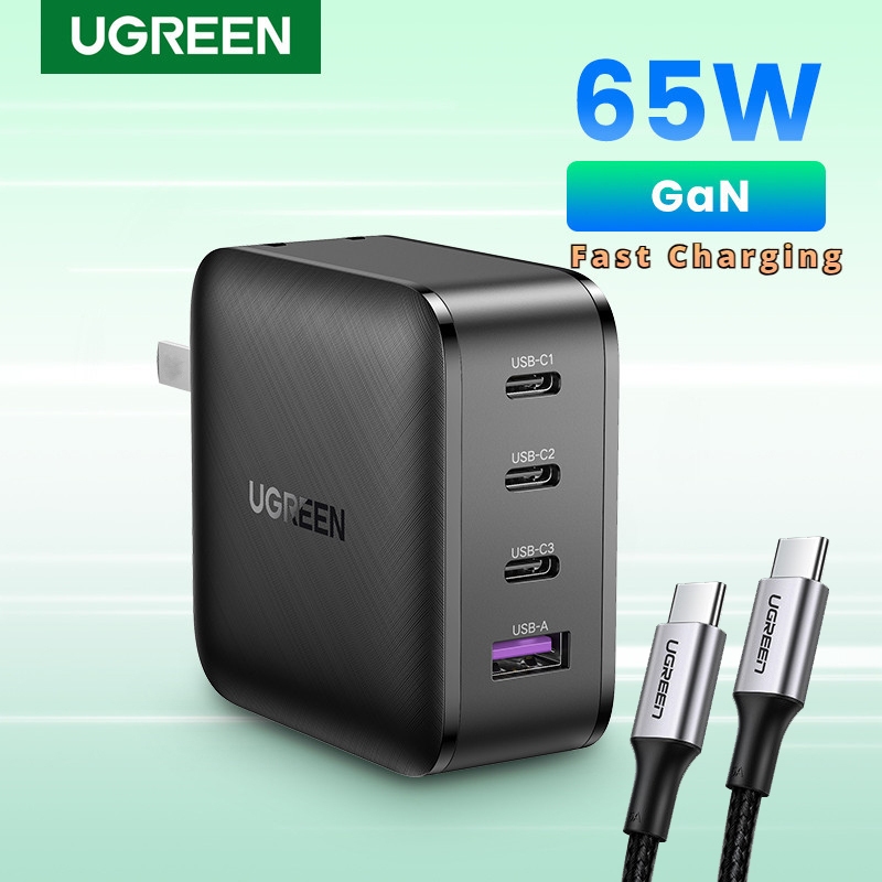 Ugreen 65W GaN ที่ชาร์จ ปลั๊กพับได้ 4 พอร์ต USB Type C PD ที่ชาร์จเร็ว ...