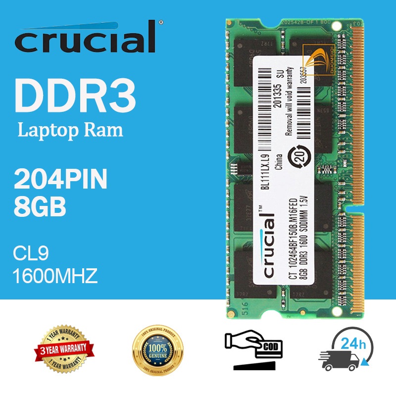 Ddr3 16gb Crucial CT2K8G3S160BM 16Go Kit (8Gox2) (DDR3/DDR3L, 1600 MT/s, PC3-12800, SODIMM, 204-Pin) Mémoire Pour Mac Vert Ssd Kingston - Foto 7