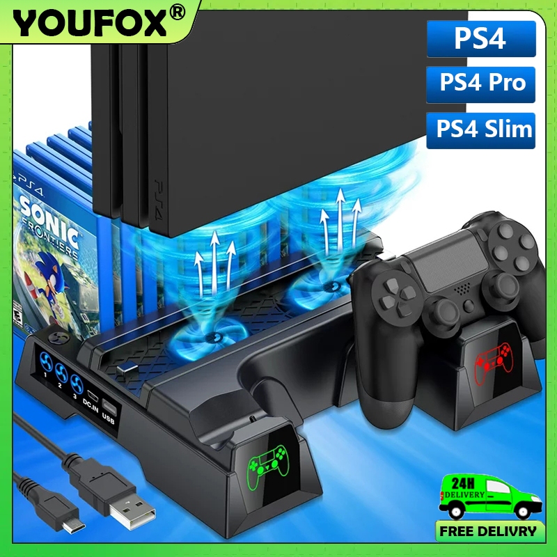 Ps4/ps4 Pro/PS4 Slim Console ขาตั้งระบายความร้อนแนวตั้ง LED Dual ...