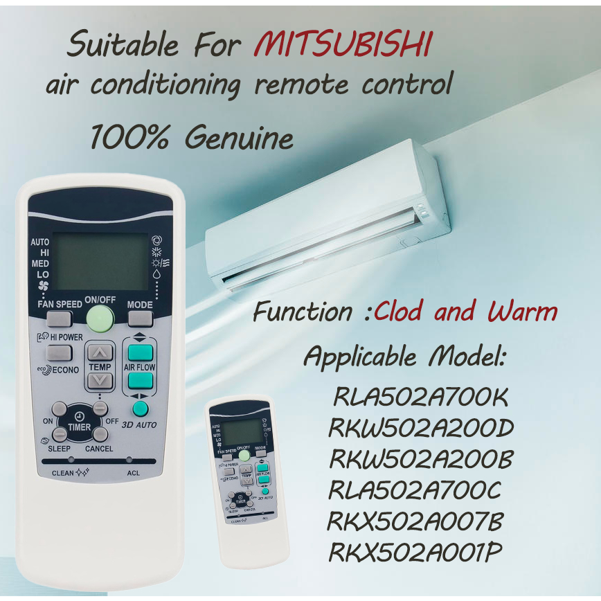 รีโมตคอนโทรลเครื่องปรับอากาศ แบบเปลี่ยน สําหรับ Mitsubishi RLA502A700K