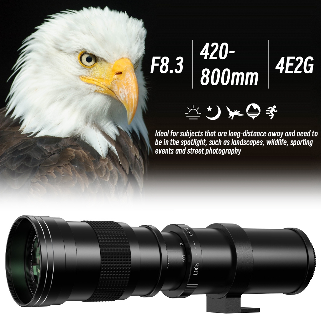 Lightdow เลนส์ Telephoto 420-800 มม.f/8.3 สีดําซูมเลนส์ Super Telephoto ...