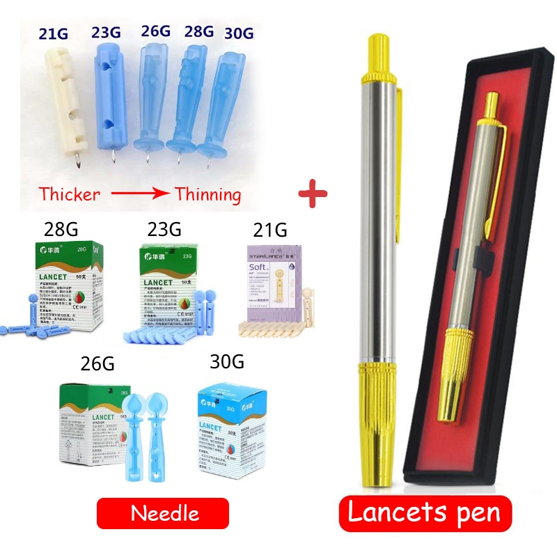 ทองแดงบริสุทธิ์ Lancing ปากกา + 50 ชิ้น Lancets Bekam Lancet ปากกา ...