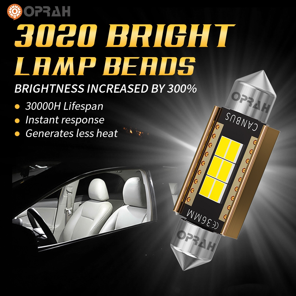 Oprah 2pcs T10 Festoon LED ภายในรถแผง 31 มม.36 มม.39 มม.41 มม.โดมหลอดไฟ ...