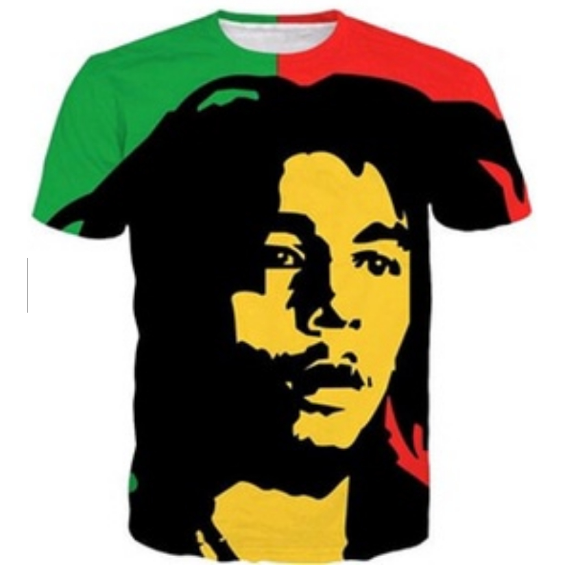 เสื้อยืดแขนสั้น พิมพ์ลายดิจิทัล Raggy Bob Marley 3 มิติ แฟชั่นฤดูร้อน