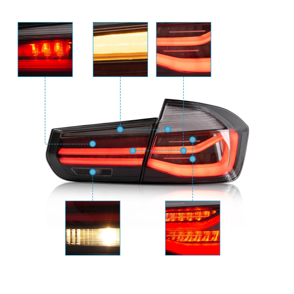 ไฟท้าย LED VLAND 2012-2018 BMW 3 Series F30 F35 ซีดาน / F80 M3 LCI ...