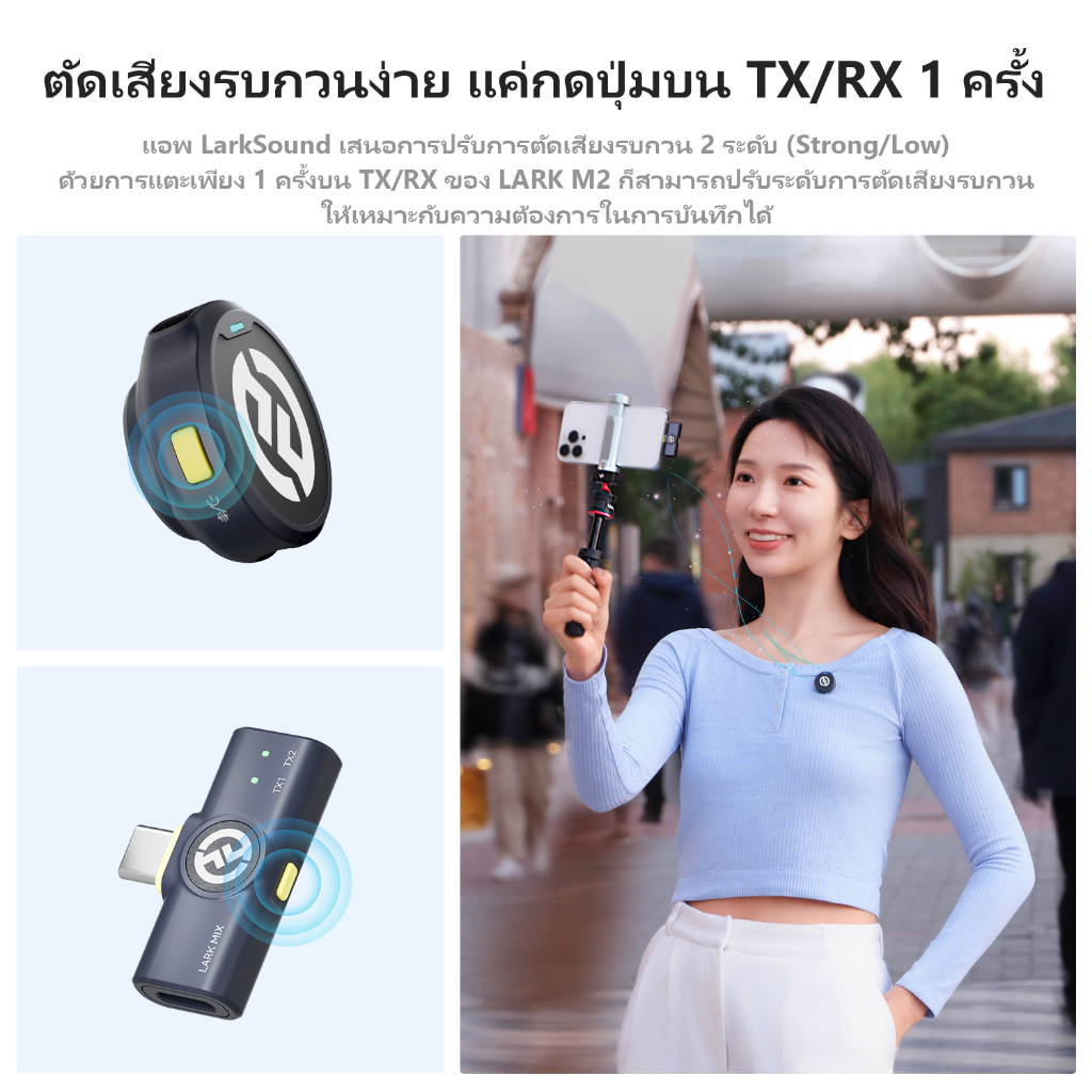 Hollyland LARK M2 ไมค์ไร้สาย ไมโครโฟนไร้สาย 24 Bit น้ําหนัก 9 กรัม สําหรับโทรศัพท์มือถือ กล้อง เวอร์ชั่น Combo