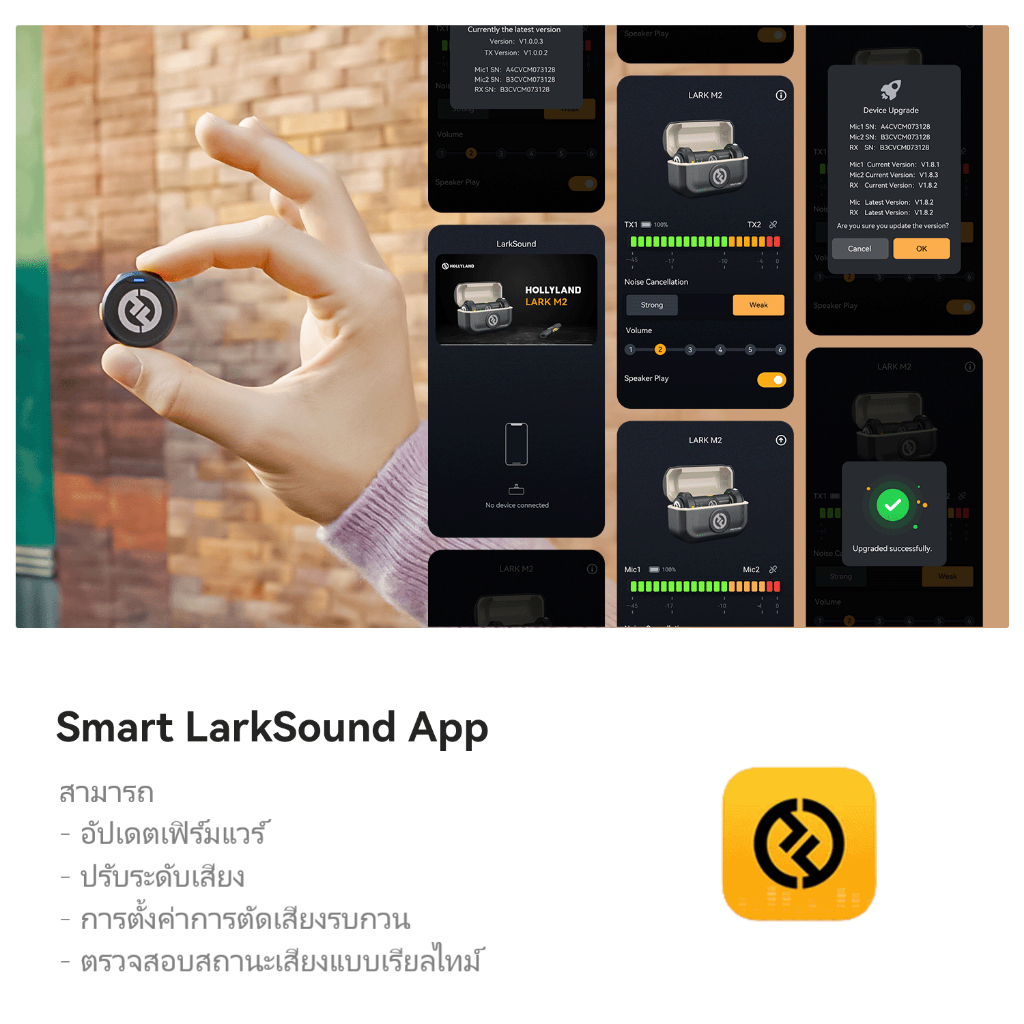 Hollyland LARK M2 ไมค์ไร้สาย ไมโครโฟนไร้สาย 24 Bit น้ําหนัก 9 กรัม สําหรับโทรศัพท์มือถือ กล้อง เวอร์ชั่น Combo