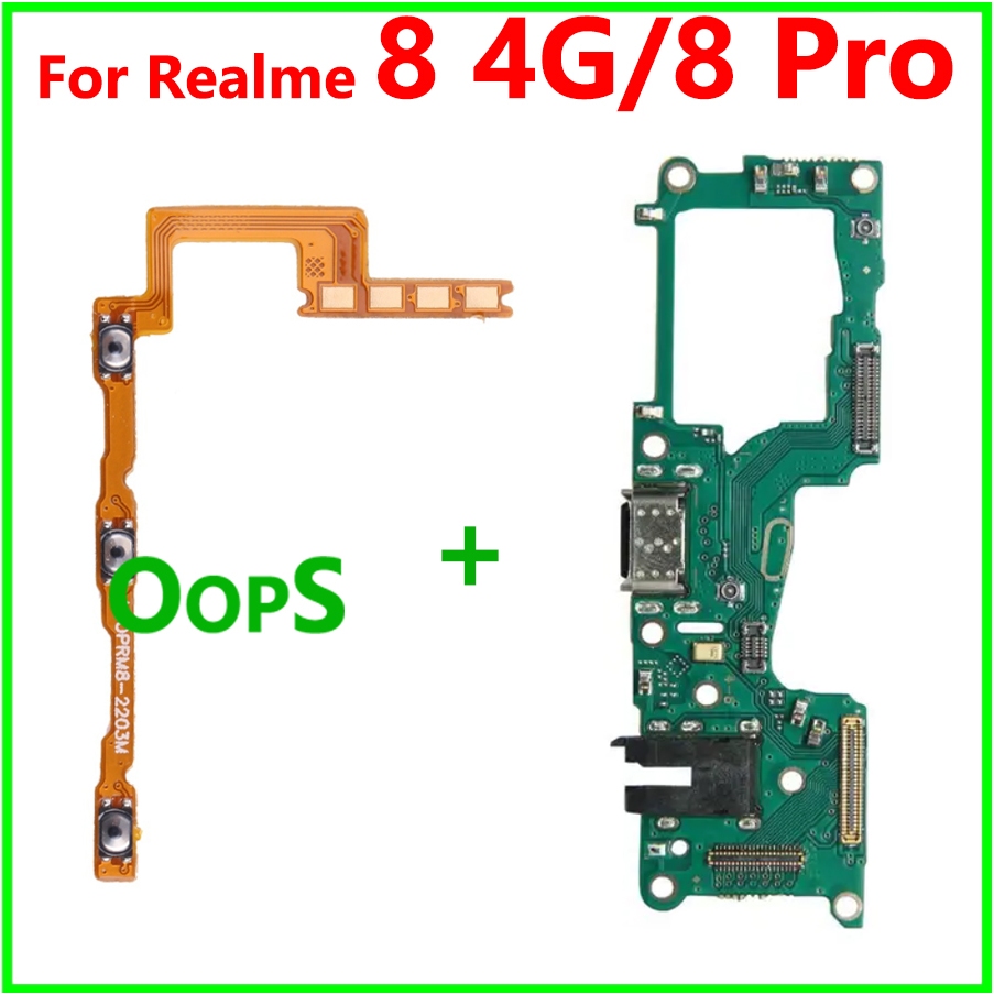 Fro Realme 8 4G 8 Pro ปุ่มปรับระดับเสียงไฟ Flex ชาร์จพอร์ตบอร์ดสาย ...
