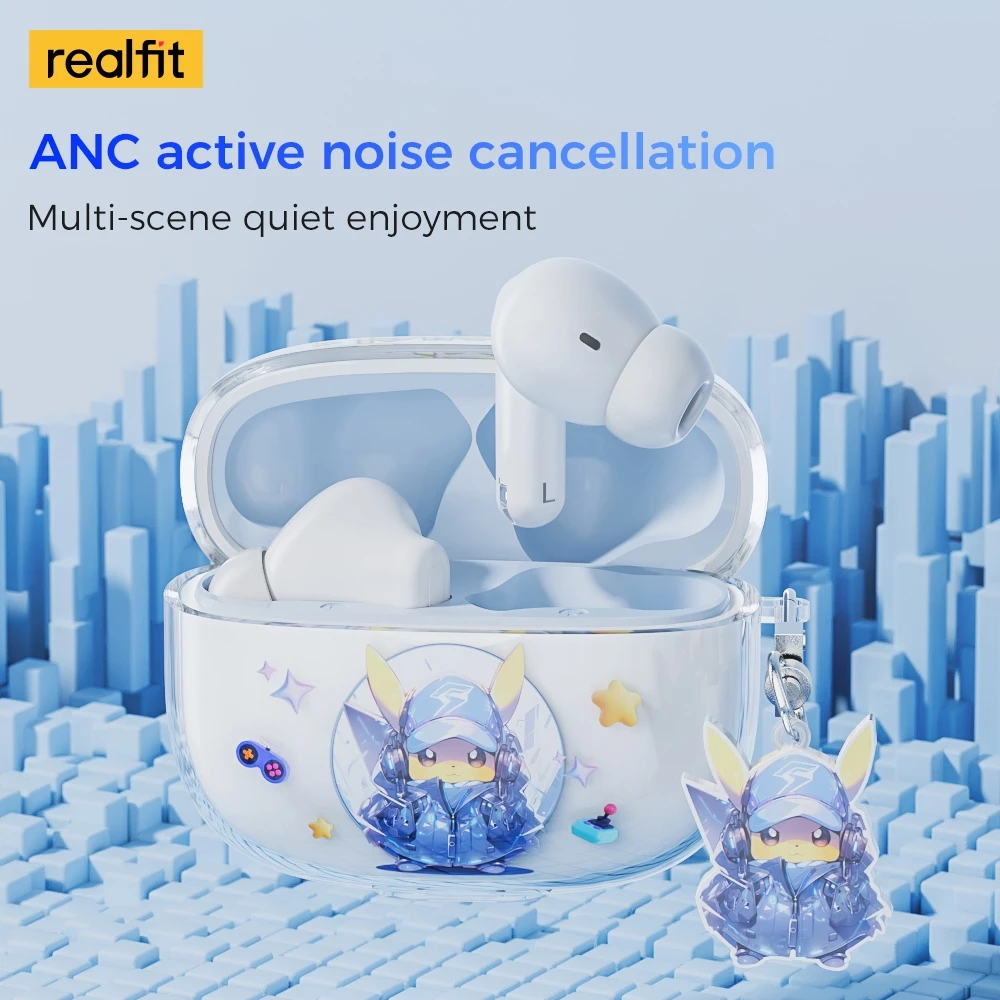 realfit F3 ANC Bluetooth 5.4 หูฟังบลูทูธ -38dB ตัดเสียงรบกวน พร้อมไมโครโฟน Bass หูฟัง คุณภาพเสียงดี
