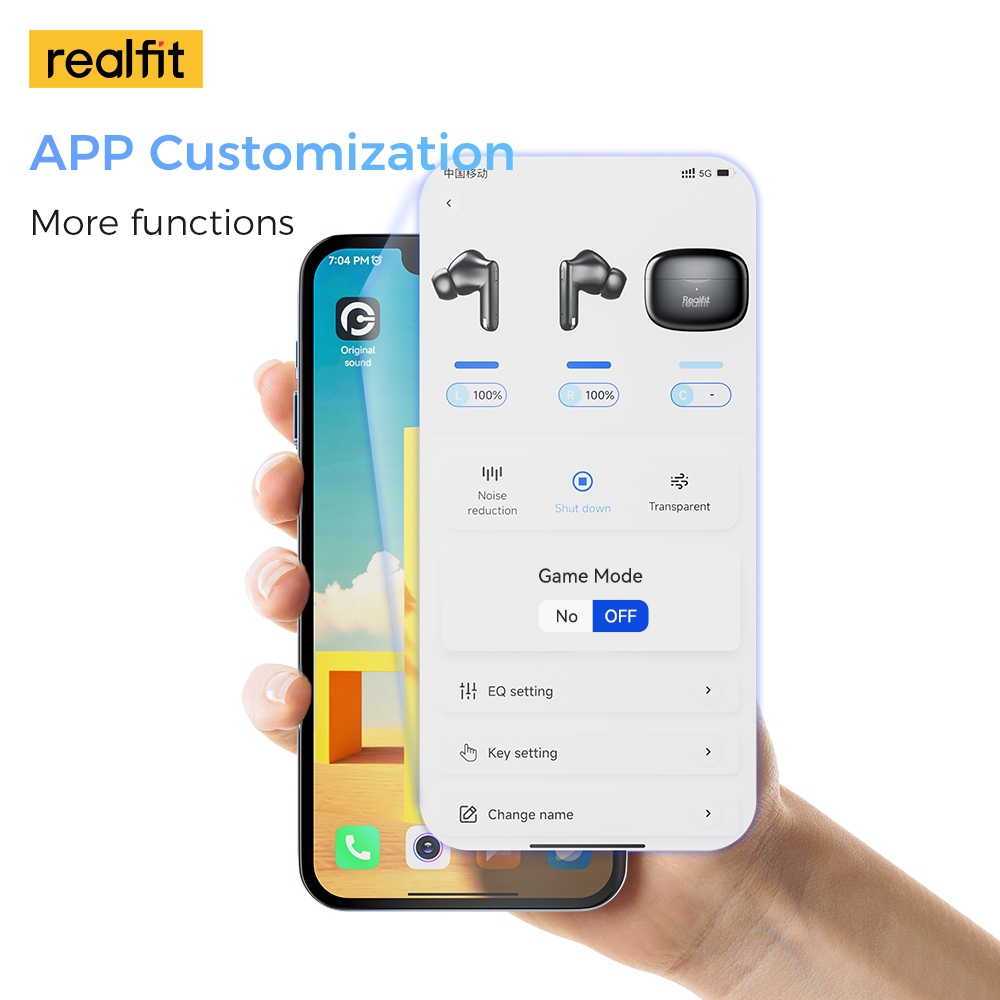 Realfit F3 หูฟังบลูทูธ -38dB ตัดเสียงรบกวน 360° Blutooth 5.4 เสียงเบสที่ดีเยี่ยม