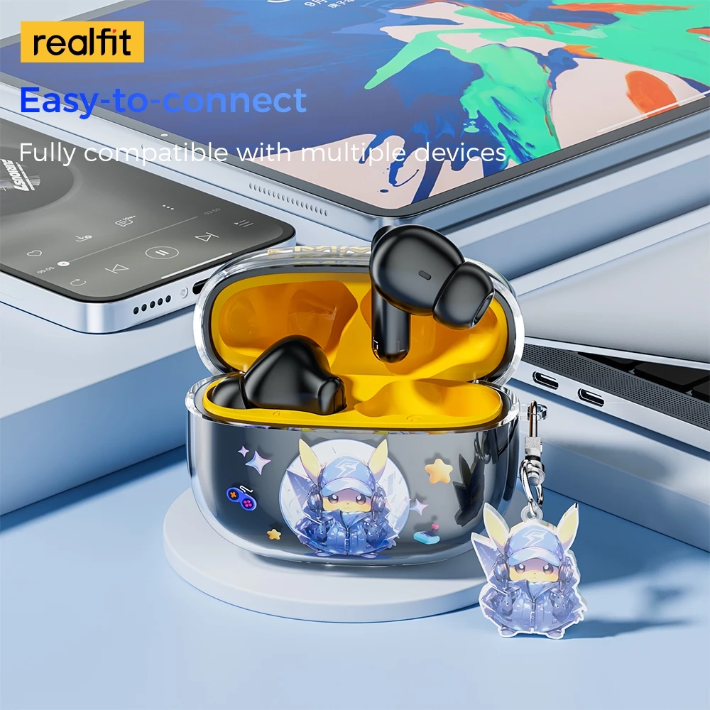 realfit F3 ANC Bluetooth 5.4 หูฟังบลูทูธ -38dB ตัดเสียงรบกวน พร้อมไมโครโฟน Bass หูฟัง คุณภาพเสียงดี