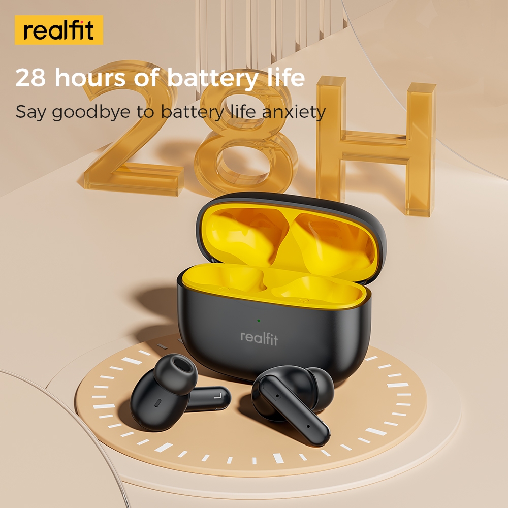 Realfit F3 หูฟังบลูทูธ -38dB ตัดเสียงรบกวน 360° Blutooth 5.4 เสียงเบสที่ดีเยี่ยม