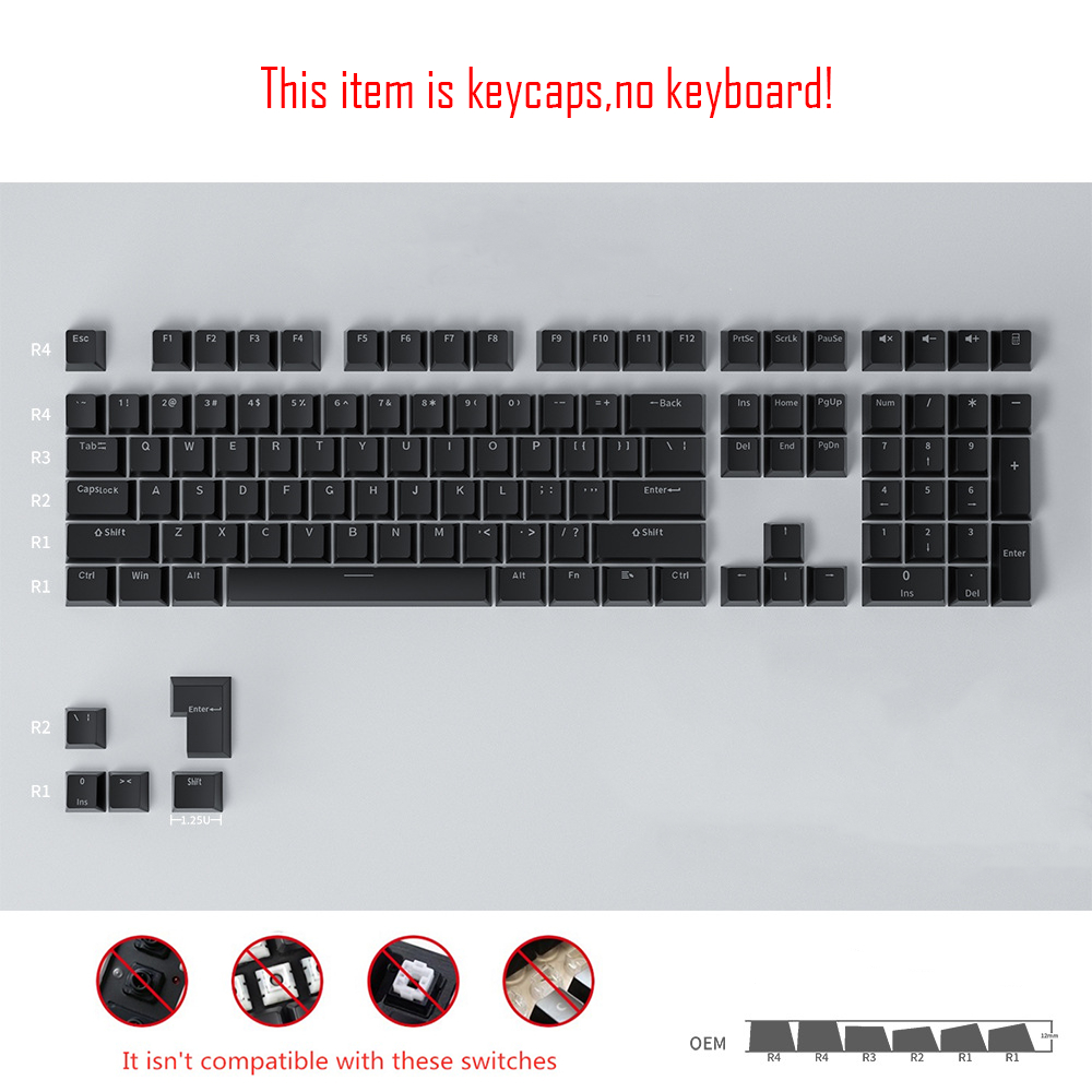 คีย์แคป Keycaps OEM Profile 113 Keys Standard Doubleshot ABS Material ...