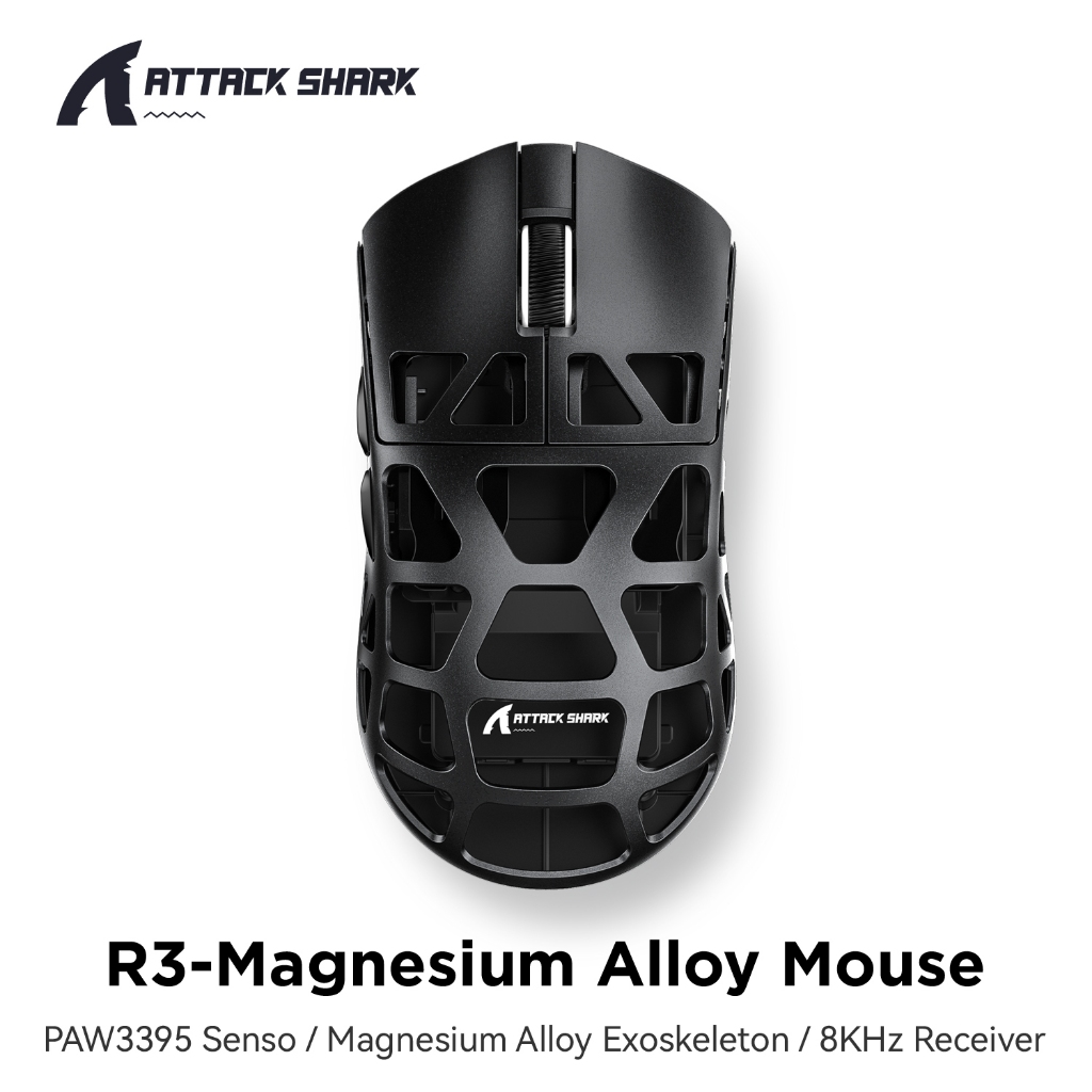 Attack Shark R3 เมาส์โลหะผสมแมกนีเซียมน้ําหนักเบา PAW3395 สามโหมดบลูทูธ ...