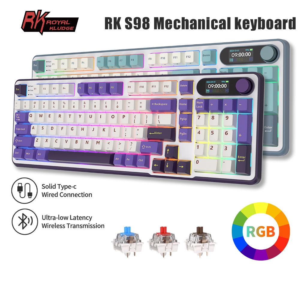 Rk S98 RK ROYAL KLUDGE คีย์บอร์ดเมคคานิคอลไร้สายบลูทูธ ไฟแบ็คไลท์ RGB ...