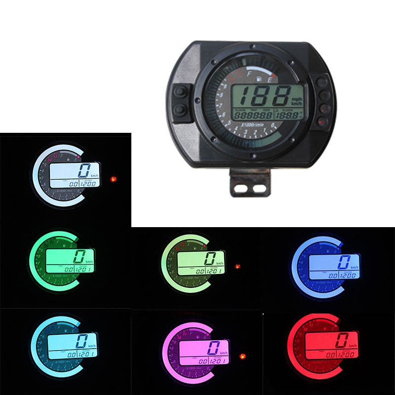12500 RPM รถจักรยานยนต ์ Speedometer LCD MPH เครื ่ องวัดระยะทางดิจิตอล ...