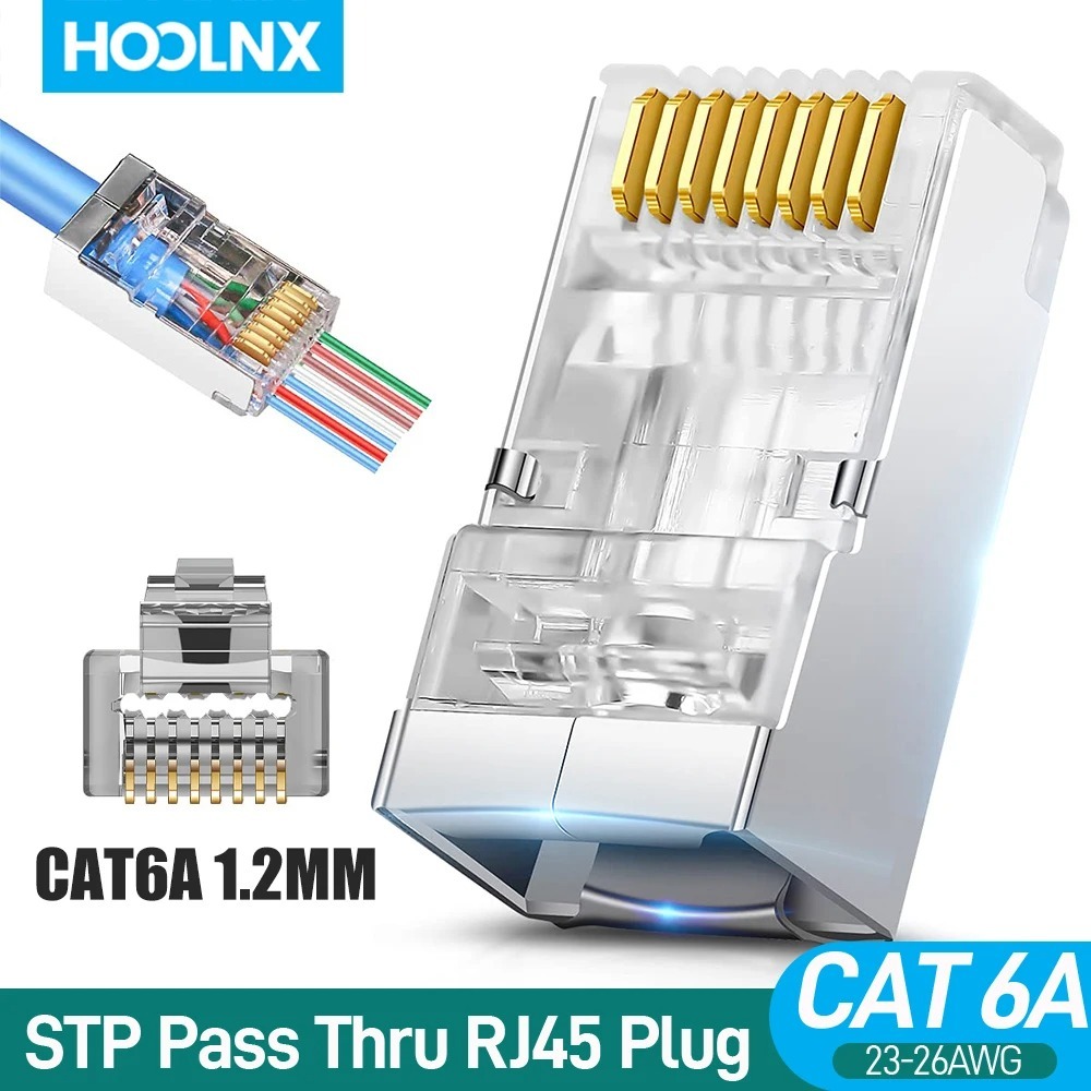 Hoolnx RJ45 Connector CAT6A CAT6 Pass ผ่าน Modular PLugs STP Shielded ...