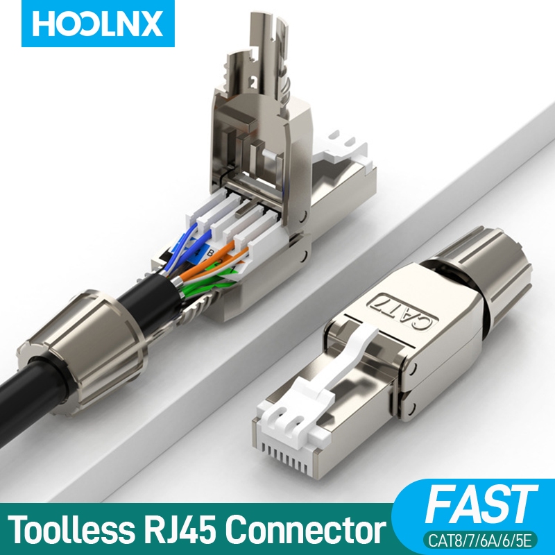 Hoolnx ขั้วต่อ RJ45 แบบไร้เครื่องมือสําหรับสายติดตั้ง CAT8 CAT7 CAT6A ...