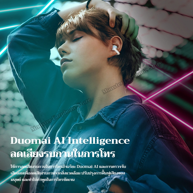 Monster AC600 Open Ear หูฟังบลูทูธ Bluetooth 5.4 ประเภทคลิปหนีบหูแบบไม่ใส่ในหู หูฟังไร้สาย ANC การลดเสียงรบกวน