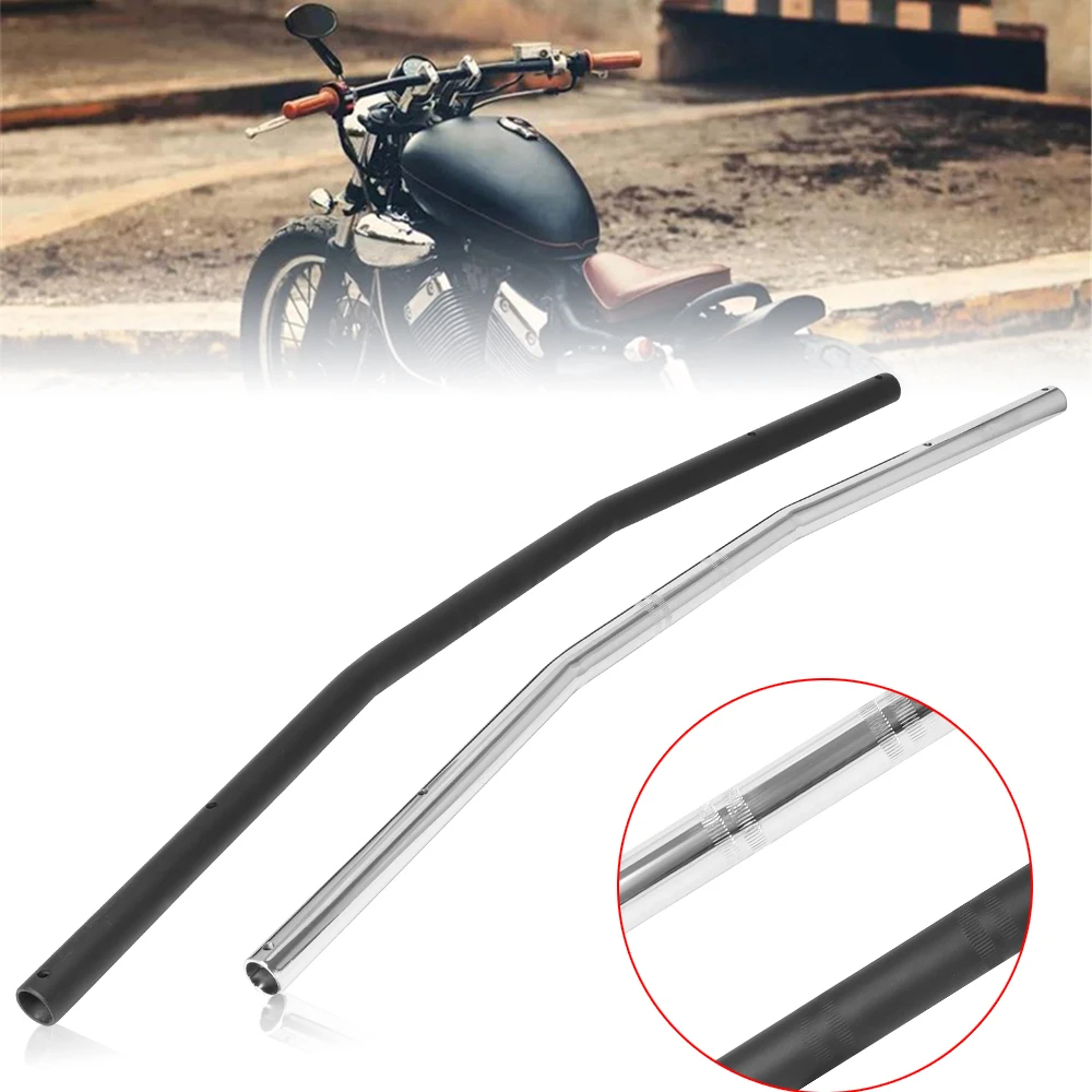 Black/ Chrome รถจักรยานยนต ์ Handlebar Cruve Bend ลากบาร ์ Handle ...