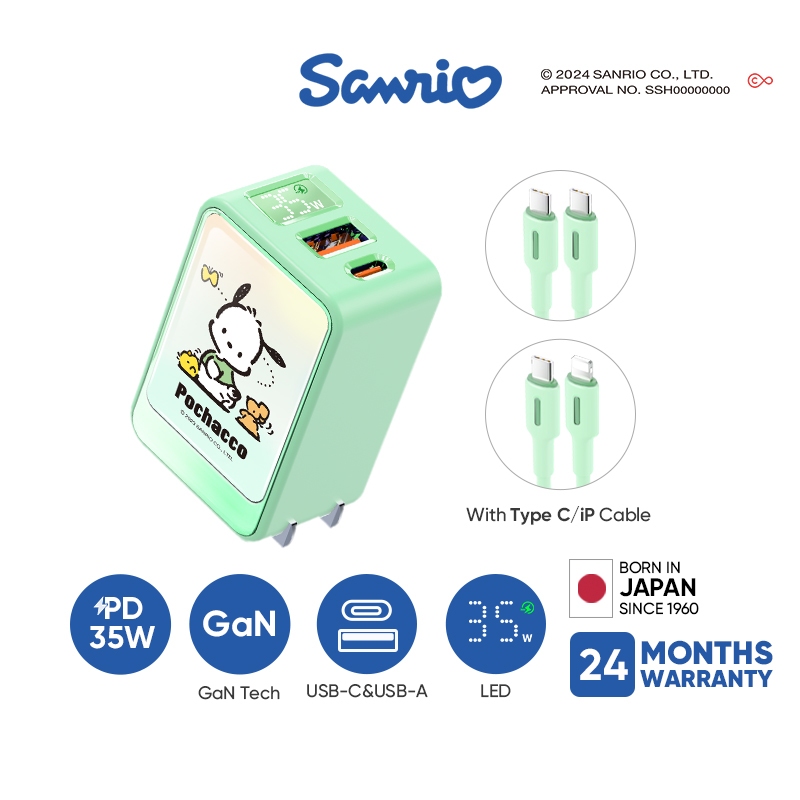 Sanrio Pochacco Fast Charger ชาร์จเร็ว 35W GaN USB Type C PD3.0 LED ...