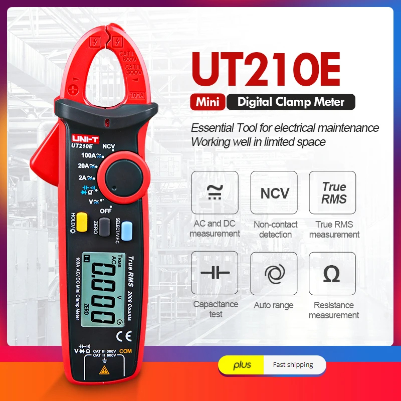 UNI-T 210E คลิปแอมป์ AC DC แคล้มป์มิเตอร์ ดิจิตอล กิ๊ปแอมป์ Clamp Meter ...