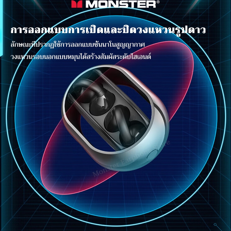 Monster AC600 Open Ear หูฟังบลูทูธ Bluetooth 5.4 ประเภทคลิปหนีบหูแบบไม่ใส่ในหู หูฟังไร้สาย ANC การลดเสียงรบกวน https://wayoza.com