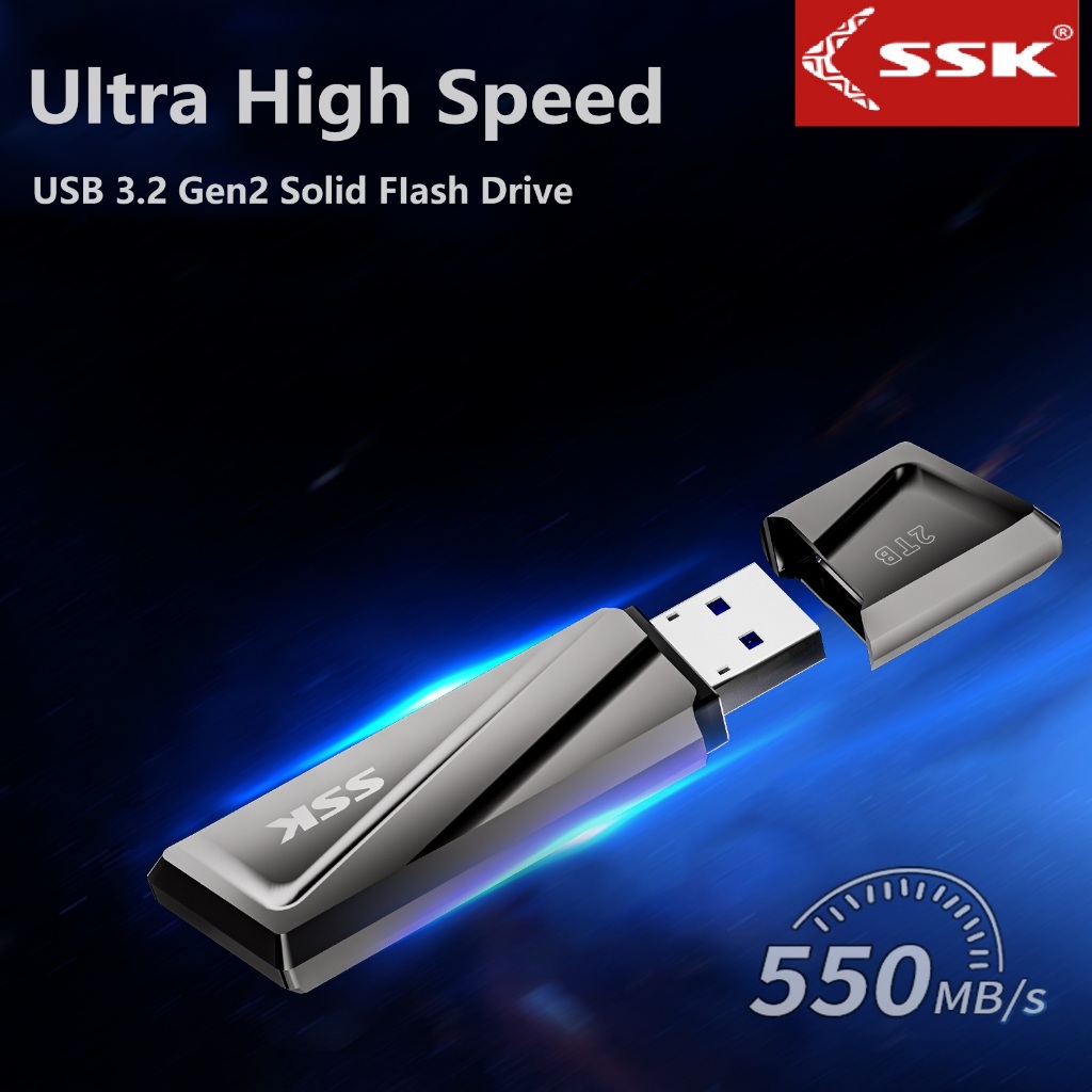 SSK 550MB/s USB แฟลชไดรฟ 128GB USB3.2 Gen2 USB Flash Drive 128GB ...