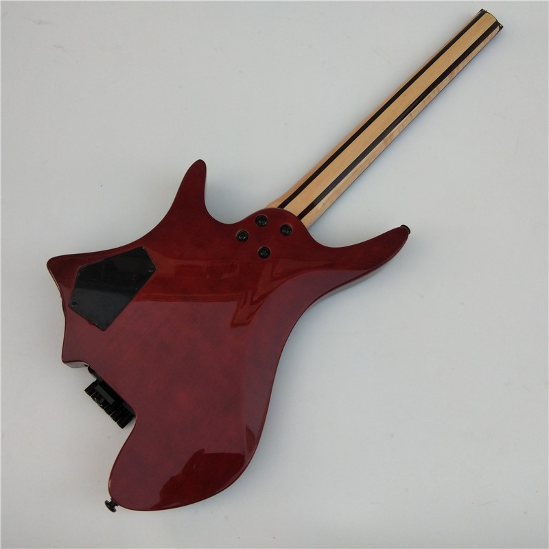 พัดลม Fretted Headless กีตาร ์ ไฟฟ ้ า,Purple Flame Maple Skin Top ...