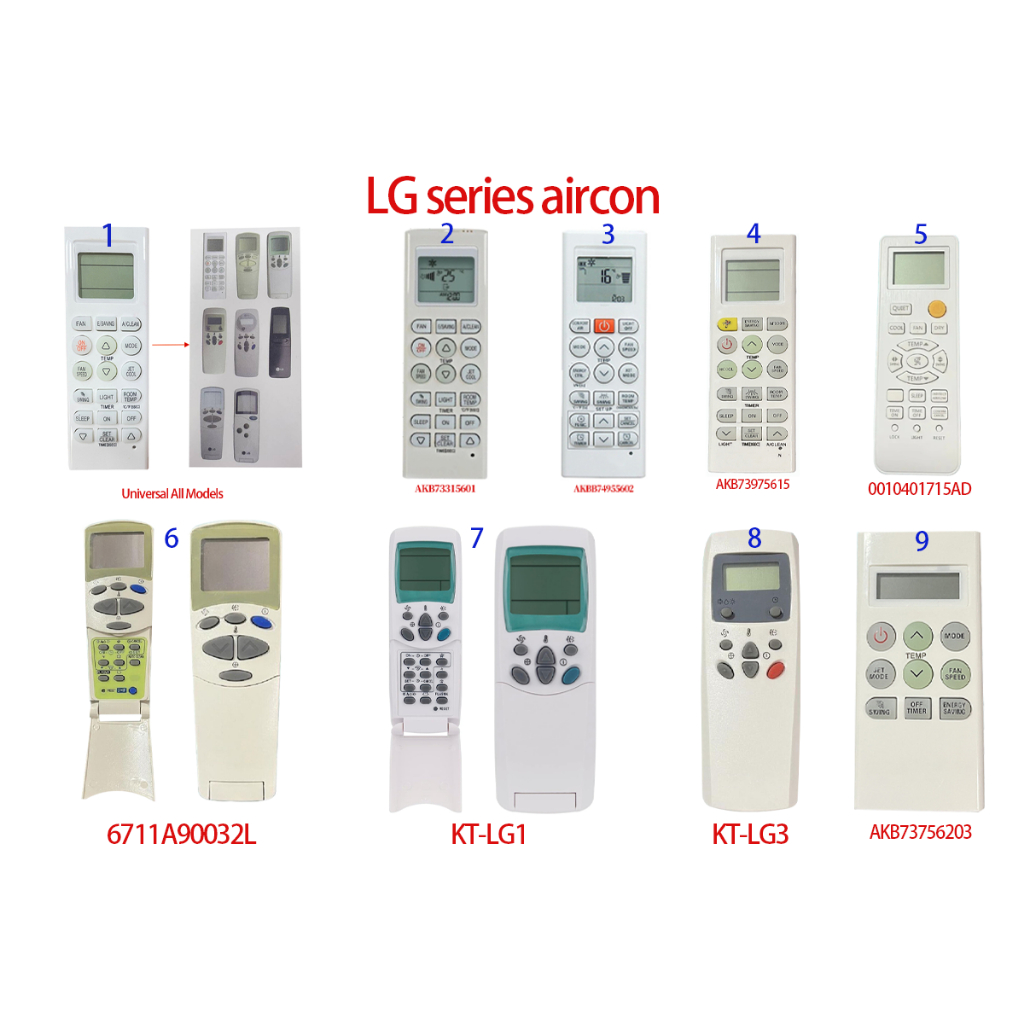 รีโมทสากล remote รีโมทแอร์ LG รีโมท ใช้ได้กับทุกรุ่น การเลือกชุดLG ...