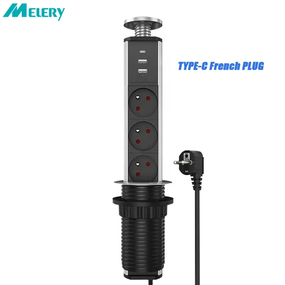 Type-c French Outlets Pop Up Socket Power Strip หลายเดสก์ท็อปซ่อน ...