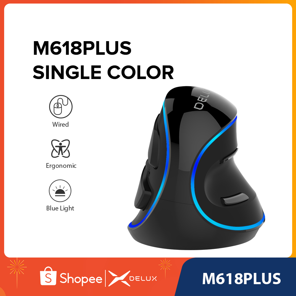 Delux M618 Plus PU เหมาะสําหรับการทํางานแนวตั ้ ง 6 ปุ ่ ม 4000 DPI, สี ...