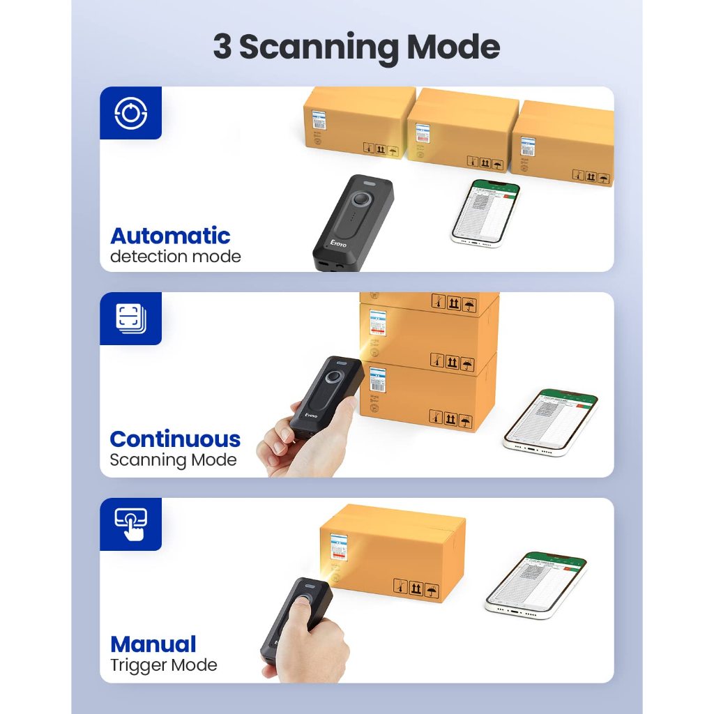 Eyoyo EY-039 ไร้สาย 1D/2D Bluetooth Barcode Scanner พร้อมตัวบ่งชี้ระดับ ...