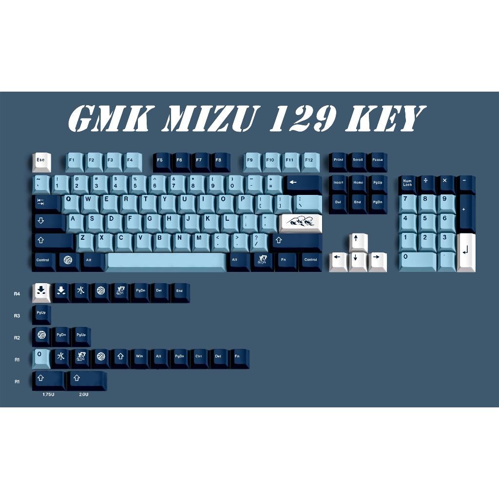 Gmk MIZU Keycap 129 คีย์ PBT วัสดุโปรไฟล์เชอร์รี่ DYE-SUB ส่วนบุคคล ...