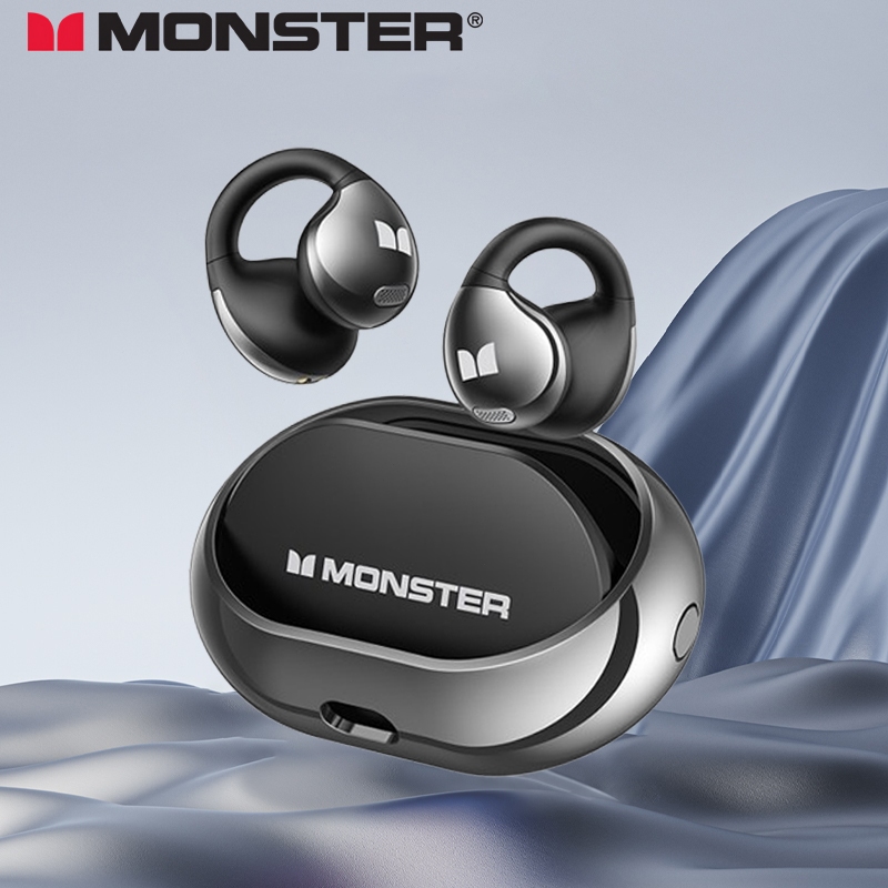 Monster AC600 Open Ear หูฟังบลูทูธ Bluetooth 5.4 ประเภทคลิปหนีบหูแบบไม่ใส่ในหู หูฟังไร้สาย ANC การลดเสียงรบกวน