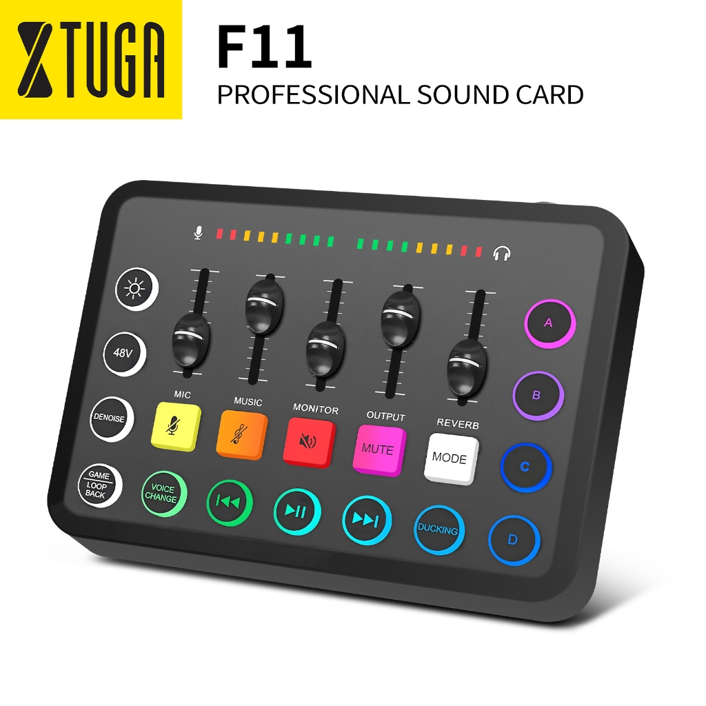 F11 การ์ดเสียงสด,อินเทอร์เฟซเสียงระดับมืออาชีพ RGB Light Soundcard