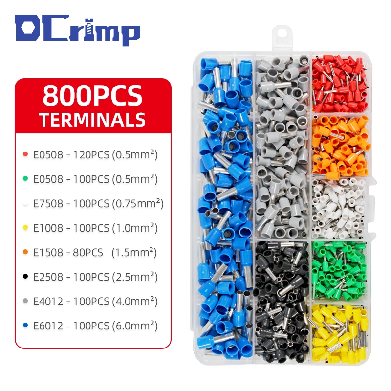 800/1200/1800/1900PCS กล่อง VE Terminals ชุด Tubular Crimp Terminal ...