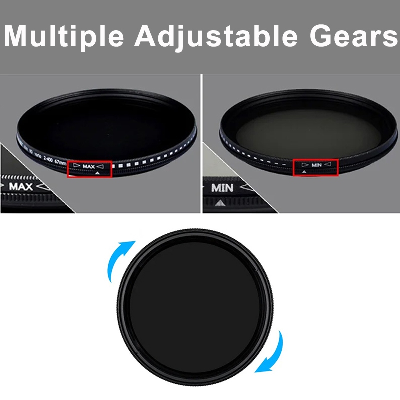 ZOMEI Adjustable ND Filter ND2-400 - 52 To 82mm Thread, Circular Neutral Density Fader For Camera & Camcorder