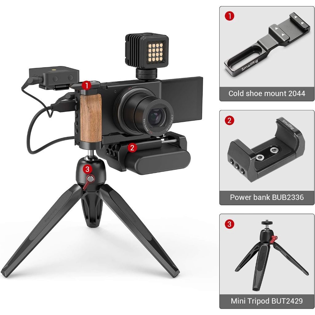 SmallRig L-Shape Wooden Grip with Cold Shoe for Sony ZV1 Camera