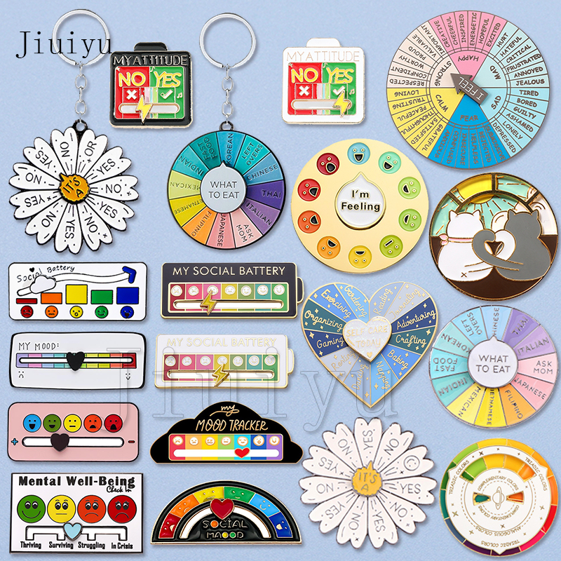 ตลก Pins ของขวัญ My Social แบตเตอรี ่ Pin Mood Tracker เข ็ มกลัด Cutie ...
