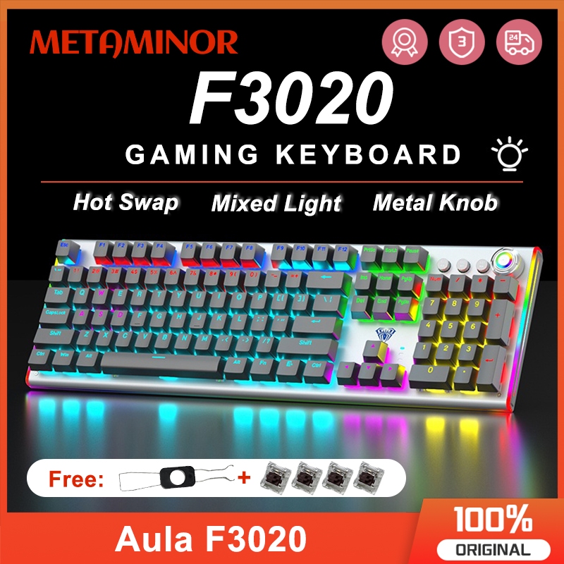Aula F3020 คีย์บอร์ดแบบมีสาย Hot Swap พร้อมคีย์บอร์ดเกมแบ็คไลท์สวิตช์สี ...