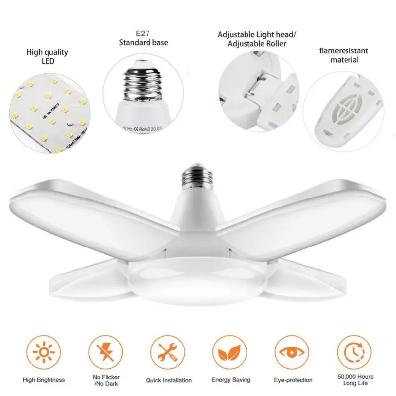 E22 E27 Vouwen พัดลมโคมไฟ 60W Led โคมไฟ Ac 220V Opvouwbare Ufo โคมไฟ ...