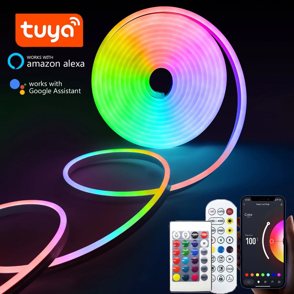 Dc5v RGB นีออน LED Strip 3M 5M WiFi Neon RGB Strip ทํางาน Tuya App ...