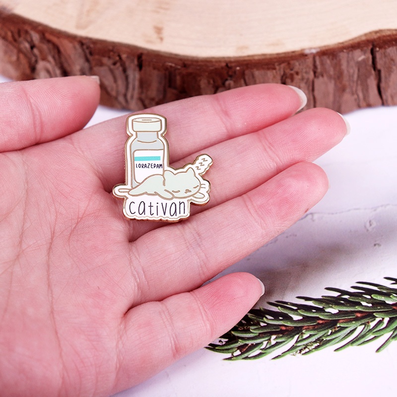 Cativan Lorazepam Hard Enamel Pin sleeping cat เข ็ มกลัดบรรเทาความวิตก ...
