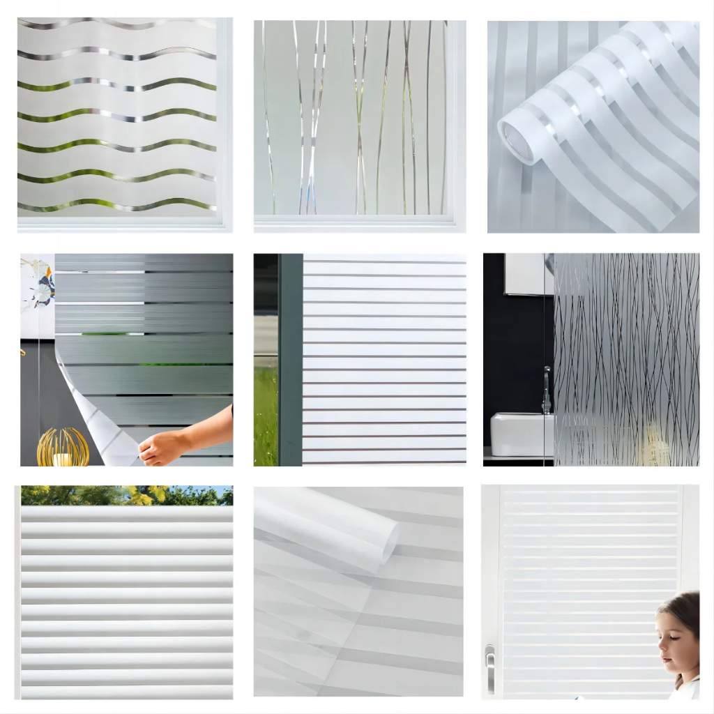 Frosted Window Film ฟิล์มความเป็นส่วนตัวสําหรับแก้ว Windows Stripe รูป ...