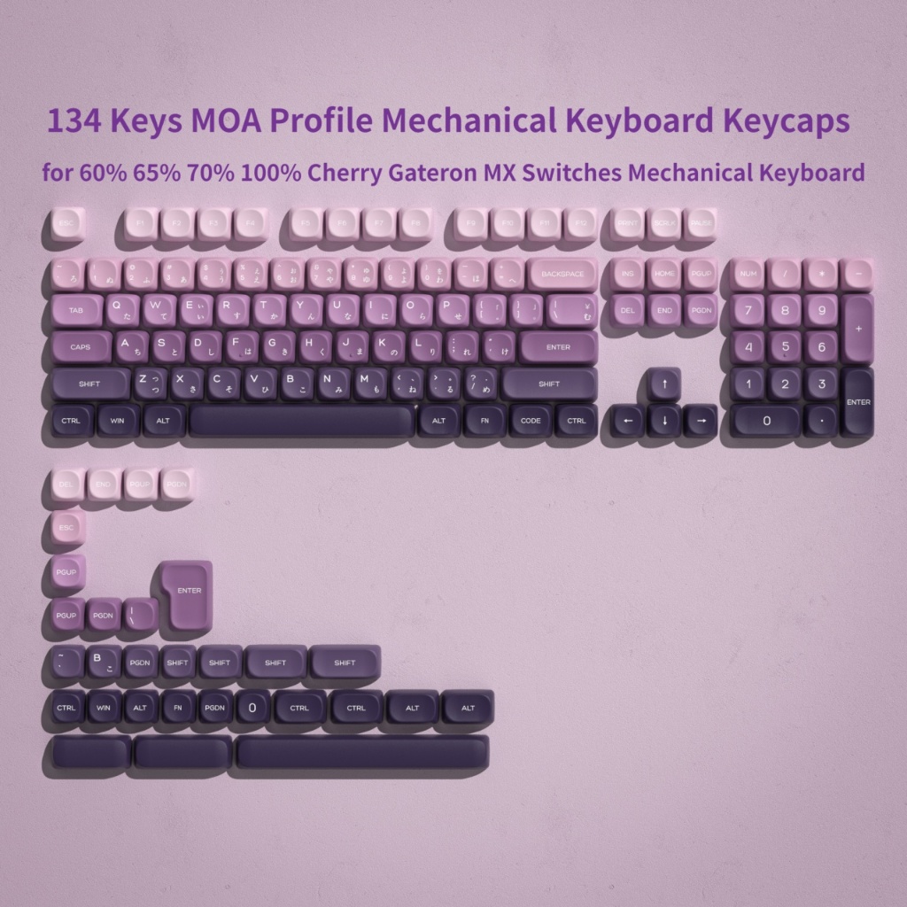 Voier MOA โปรไฟล์ 136 คีย์ Keycaps Minimalist Custom ส่วนบุคคลญี่ปุ่น ...